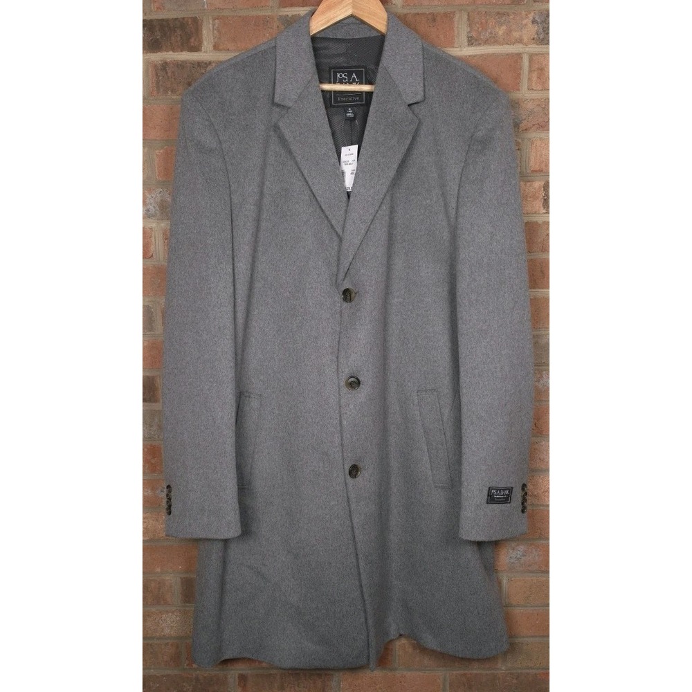 Jos A Bank Executive Collection Traditional Fit Gray Overcoat Size 46L Wool